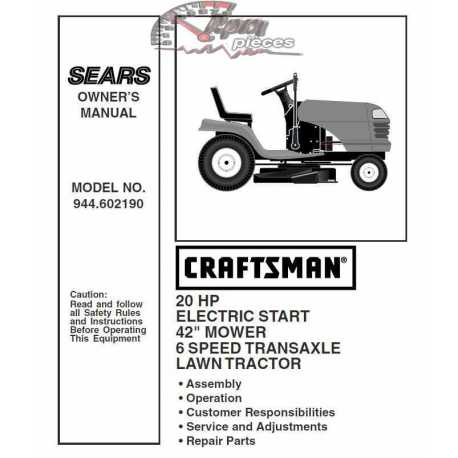 Manuel de pièces tracteur Craftsman 944.602190
