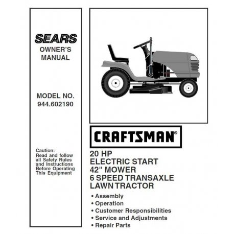 Manuel de pièces tracteur Craftsman 944.602190