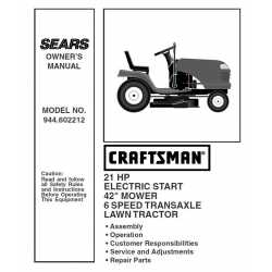 Manuel de pièces tracteur Craftsman 944.602212