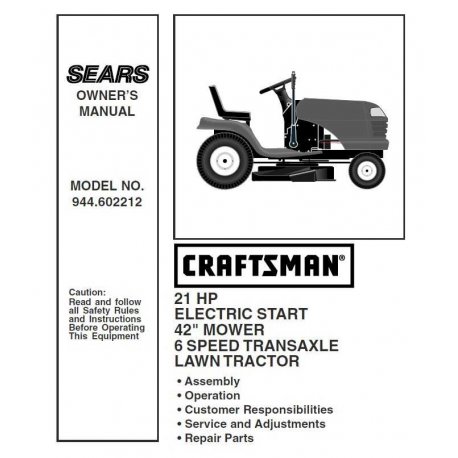 Craftsman Tractor Parts Manual 944.602212