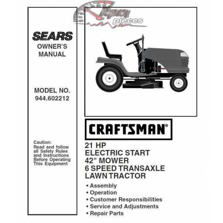 Manuel de pièces tracteur Craftsman 944.602212