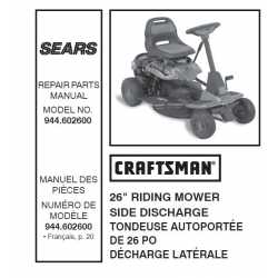 Manuel de pièces tracteur Craftsman 944.602600