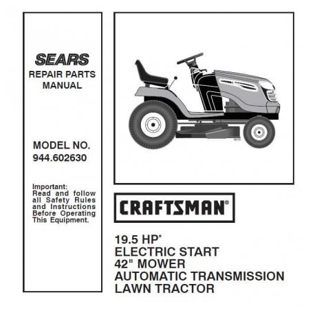 Manuel de pièces tracteur Craftsman 944.602630