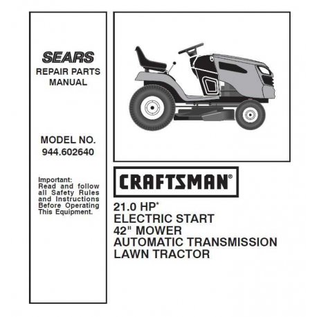 Craftsman Tractor Parts Manual 944.602640