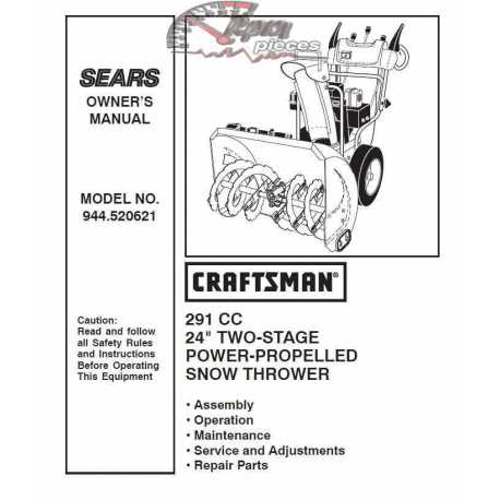 Craftsman snowblower Parts Manual 944.520621