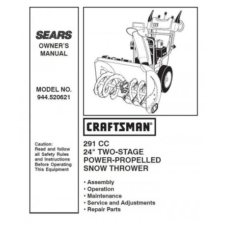 Craftsman snowblower Parts Manual 944.520621