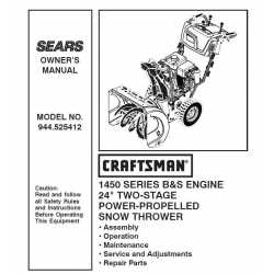 Craftsman snowblower Parts Manual 944.525412