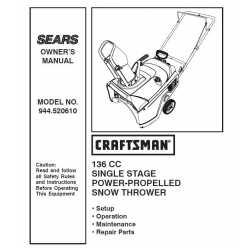 Craftsman snowblower Parts Manual 944.520610