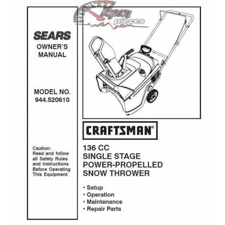 Craftsman snowblower Parts Manual 944.520610