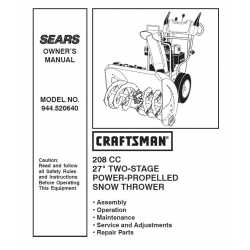 Craftsman snowblower Parts Manual 944.520640