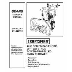 Craftsman snowblower Parts Manual 944.520700