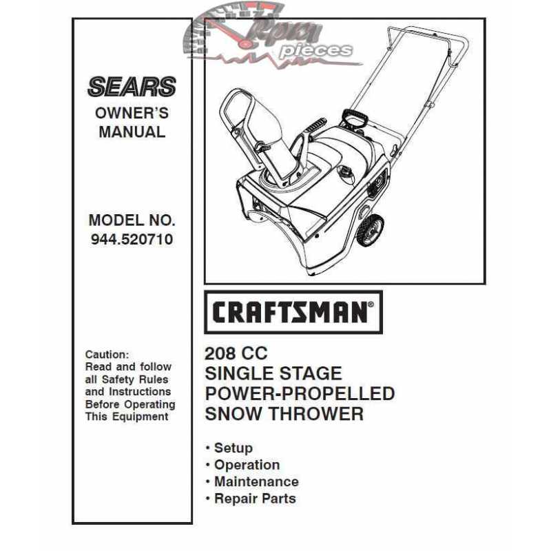 Craftsman snowblower Parts Manual 944.520710