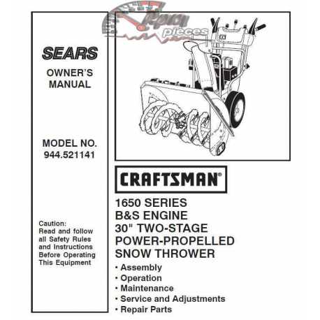 Craftsman snowblower Parts Manual 944.521141