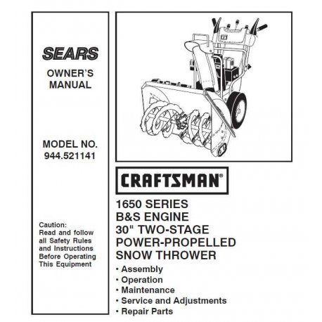 craftsman snow blower parts manual