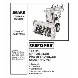 Craftsman snowblower Parts Manual 944.522300