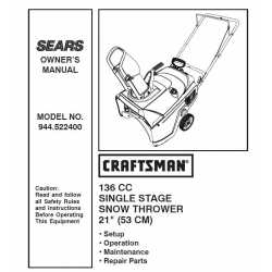 Craftsman snowblower Parts Manual 532.522400