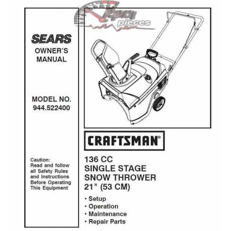 Craftsman snowblower Parts Manual 532.522400