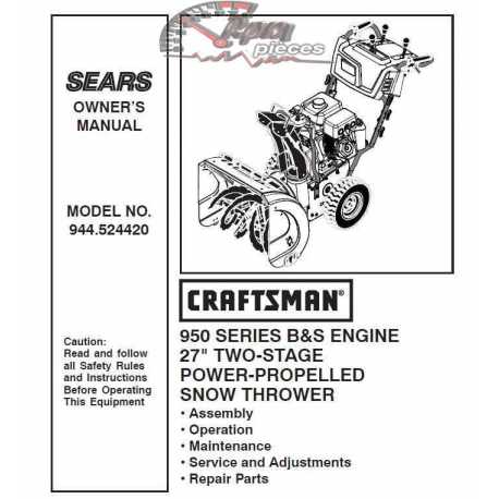 Craftsman snowblower Parts Manual 944.524420