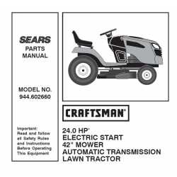 Manuel de pièces tracteur Craftsman 944.602660