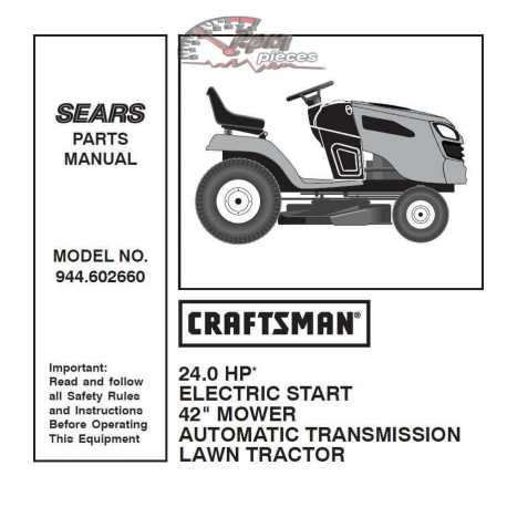 Manuel de pièces tracteur Craftsman 944.602660