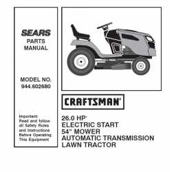 Manuel de pièces tracteur Craftsman 944.602680