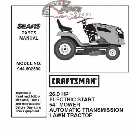 Craftsman Tractor Parts Manual 944.602680