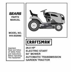 Manuel de pièces tracteur Craftsman 944.602690