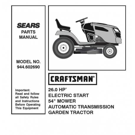 Craftsman Tractor Parts Manual 944.602690