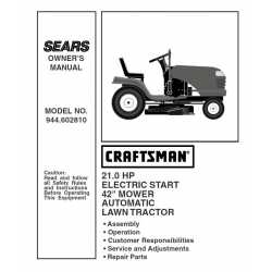 Manuel de pièces tracteur Craftsman 944.602810