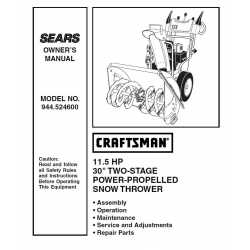 Craftsman snowblower Parts Manual 944.524600