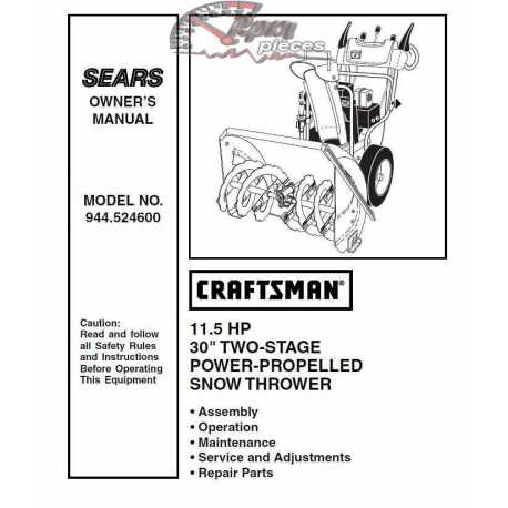 Craftsman snowblower Parts Manual 944.524600