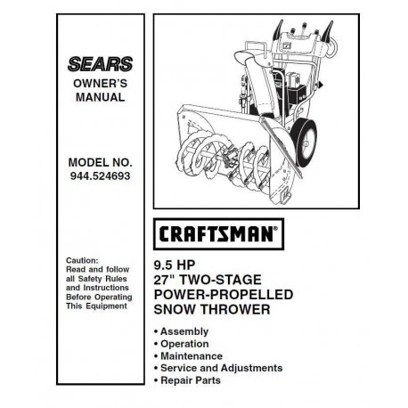 Craftsman snowblower Parts Manual 944.524693