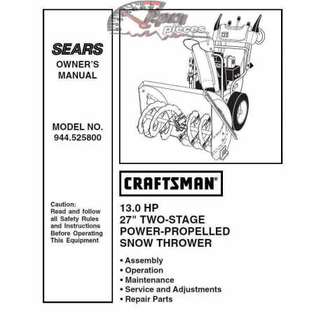 Craftsman snowblower Parts Manual 944.525800
