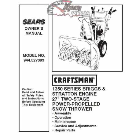 Craftsman snowblower Parts Manual 944.527393