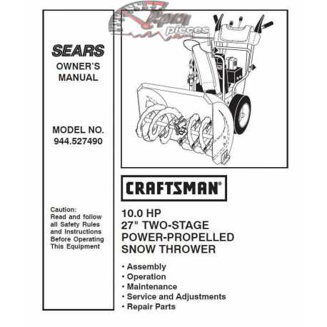 Craftsman snowblower Parts Manual 944.527490