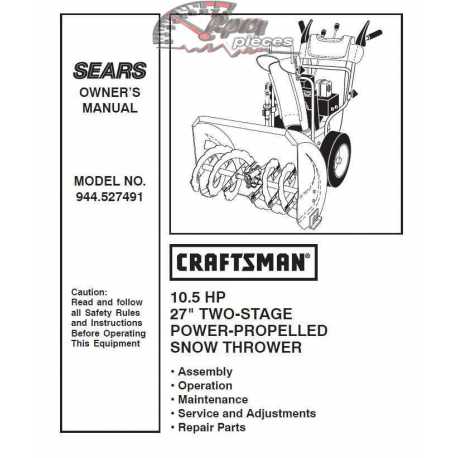 Craftsman snowblower Parts Manual 944.527491