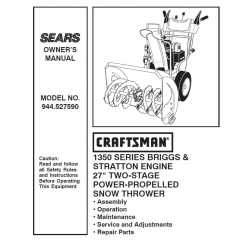 Craftsman snowblower Parts Manual 944.527590