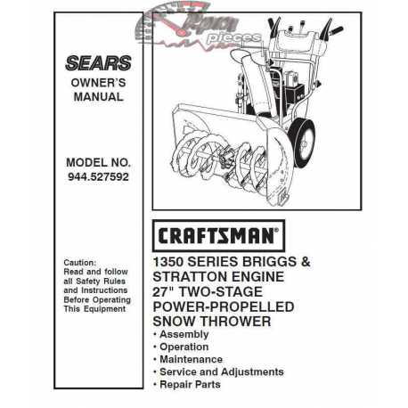 Craftsman snowblower Parts Manual 944.527592