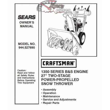Craftsman snowblower Parts Manual 944.527690