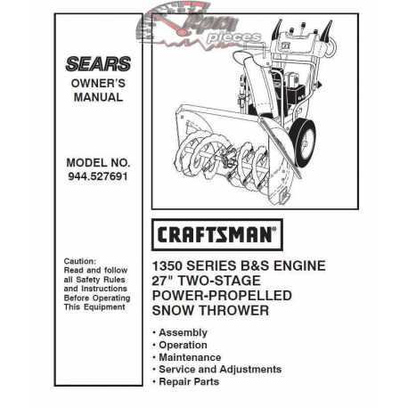 Craftsman snowblower Parts Manual 944.527691
