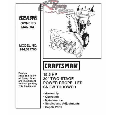 Craftsman snowblower Parts Manual 944.527700