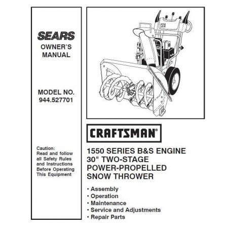 Craftsman snowblower Parts Manual 944.527701