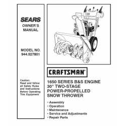 Craftsman snowblower Parts Manual 944.527801