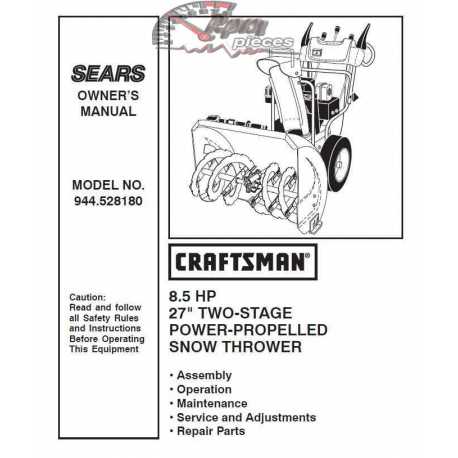 Craftsman snowblower Parts Manual 944.528180