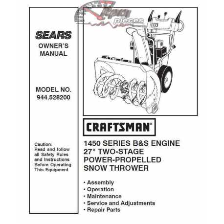 Craftsman snowblower Parts Manual 944.528200