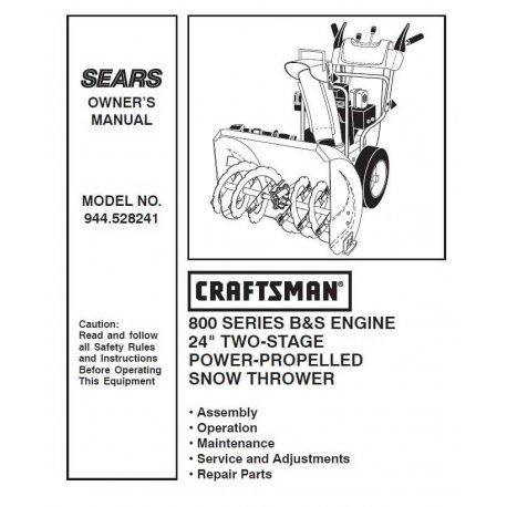 Craftsman snowblower Parts Manual 944.528241