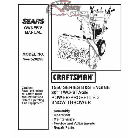 Craftsman snowblower Parts Manual 944.528290