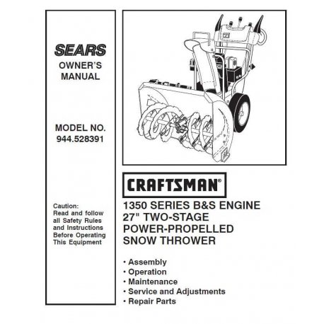 Craftsman snowblower Parts Manual 944.528391