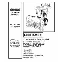Craftsman snowblower Parts Manual 944.529200