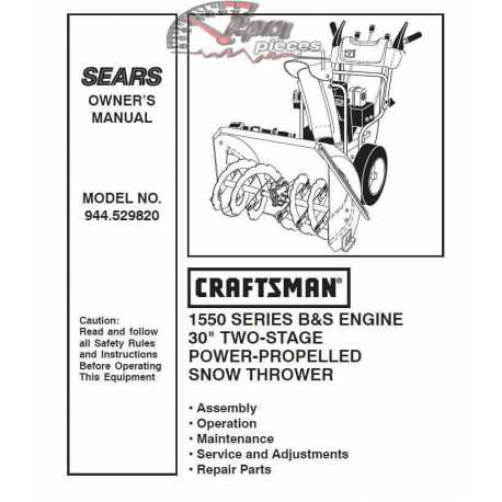 Craftsman snowblower Parts Manual 944.529820